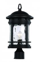  40373 BK - Boardwalk Collection 1-Light, Ring Top Lantern Head with Water Glass